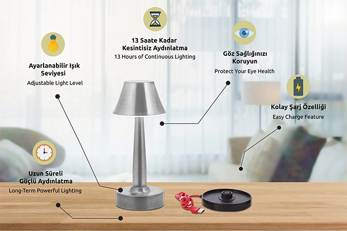 Taşınabilir şarjlı masa lambaları - avonni.com